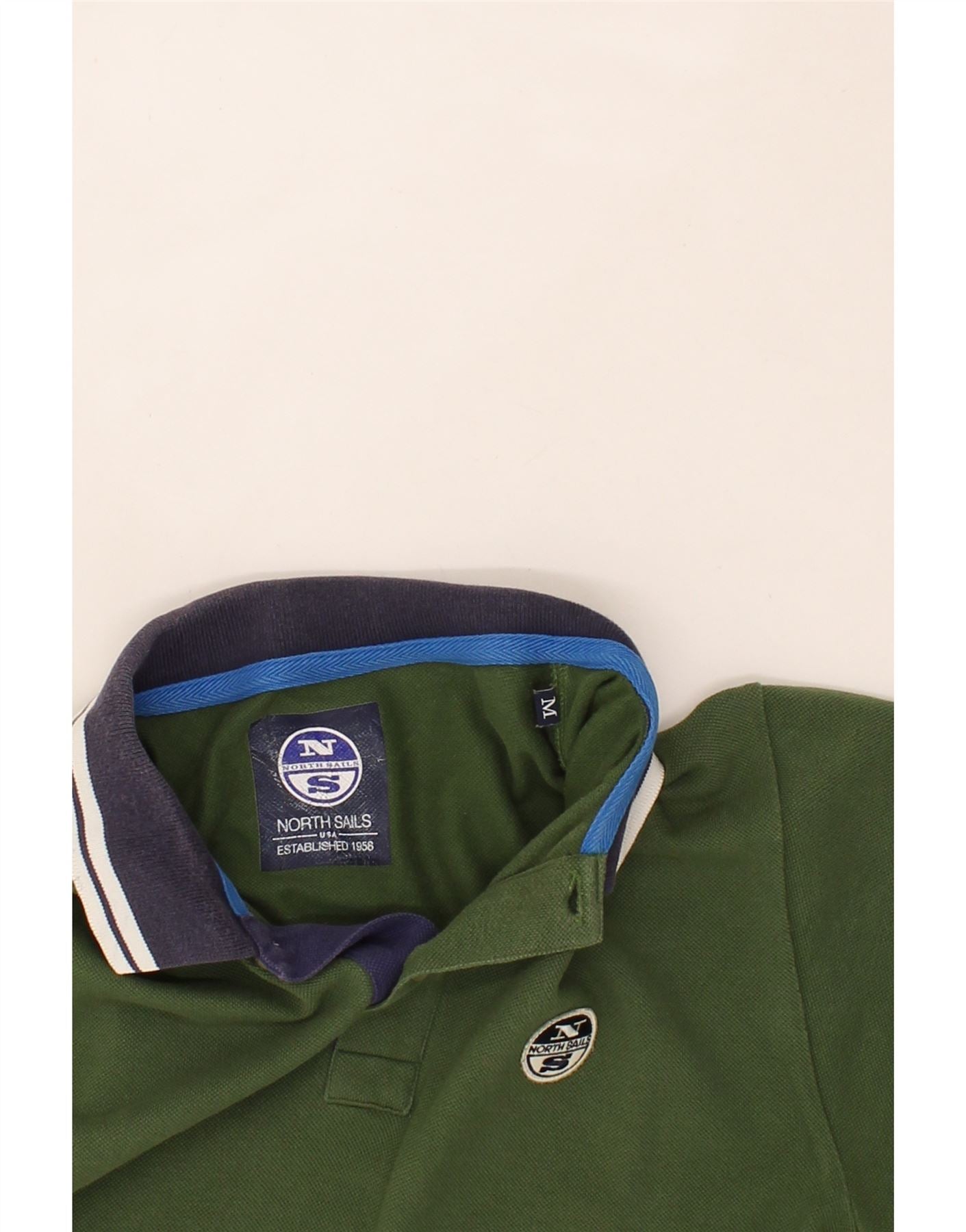 NORTH SAILS Mens Polo Shirt Medium Green Cotton Vintage Second Hand Clothing Online Messina Hembry