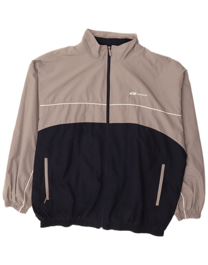 REEBOK Mens Tracksuit Top Jacket 2XL Grey Colourblock Polyester