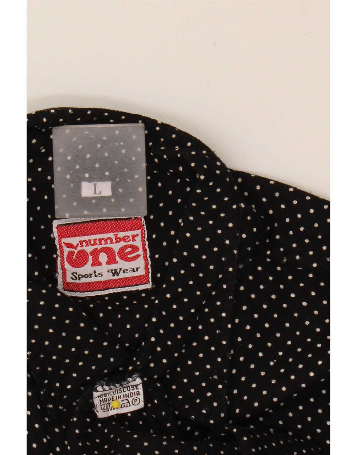 Number 1 Mens Shirt Large Black Spotted Viscose