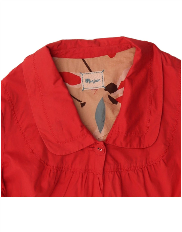 Monsoon Womens Bomber Jacket UK 14 Medium Red Cotton