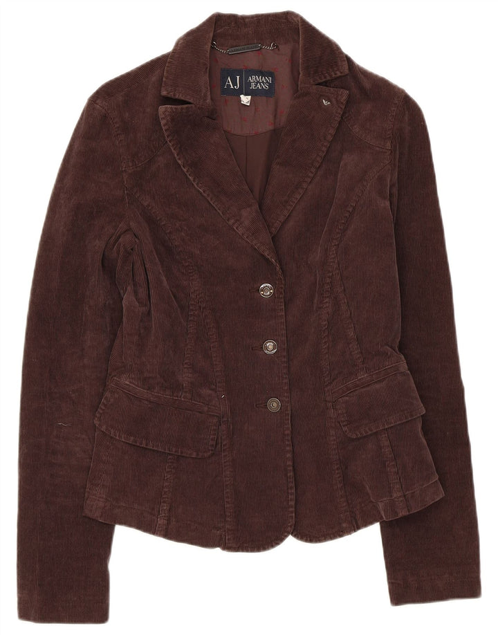 Armani Jeans Womens 3 Button Corduroy Blazer Jacket EU 40 Medium Brown