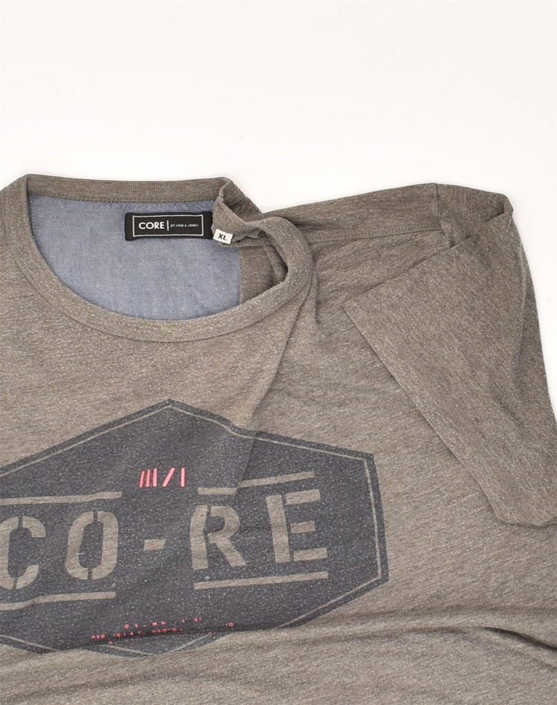 JACK & JONES Mens Core Graphic T-Shirt Top XL Grey Polyester | Vintage Jack & Jones | Thrift | Second-Hand Jack & Jones | Used Clothing | Messina Hembry 