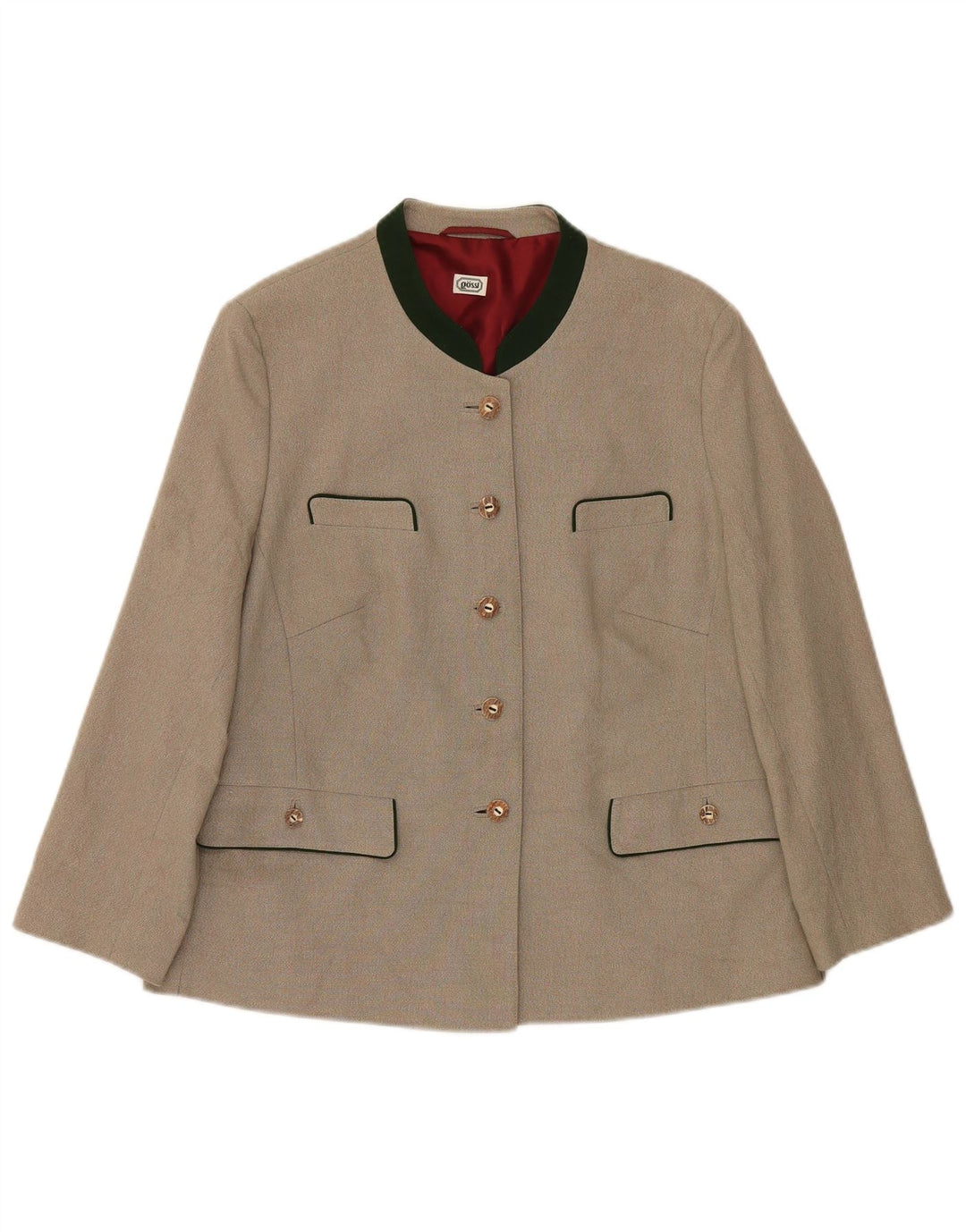 Gossl Womens 5 Button Blazer Jacket EU 44 XL Grey Flecked Cotton
