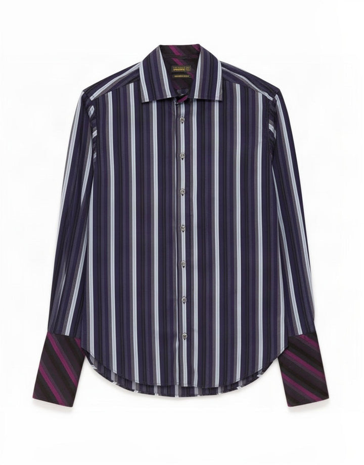Ted Baker Mens Formal Shirt Size 38 15 Medium Navy Blue Striped Cotton