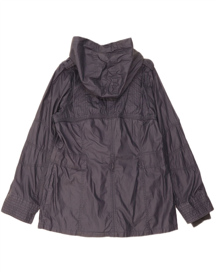 Marks & Spencer Womens Hooded Utility Jacket UK 16 Large Navy Blue Cotton