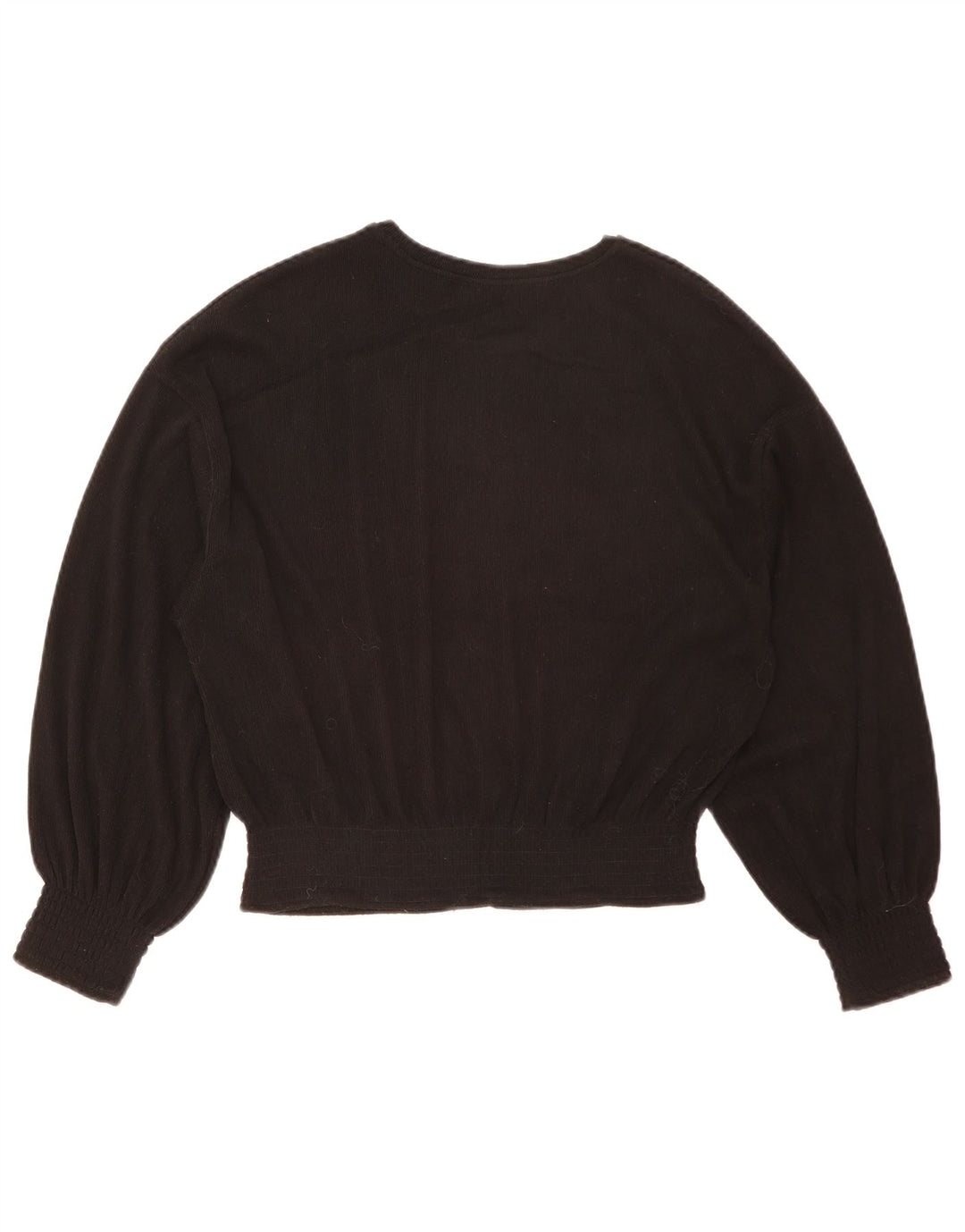 Zara Womens Crop Long Sleeve Oversized Blouse Top UK 10 Small Black