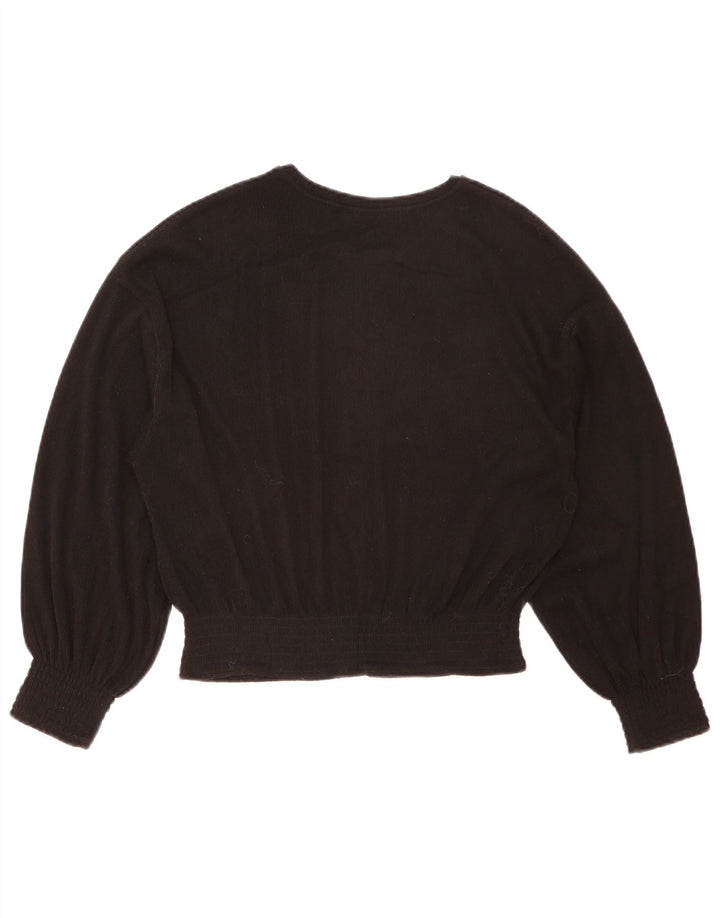 Zara Womens Crop Long Sleeve Oversized Blouse Top UK 10 Small Black