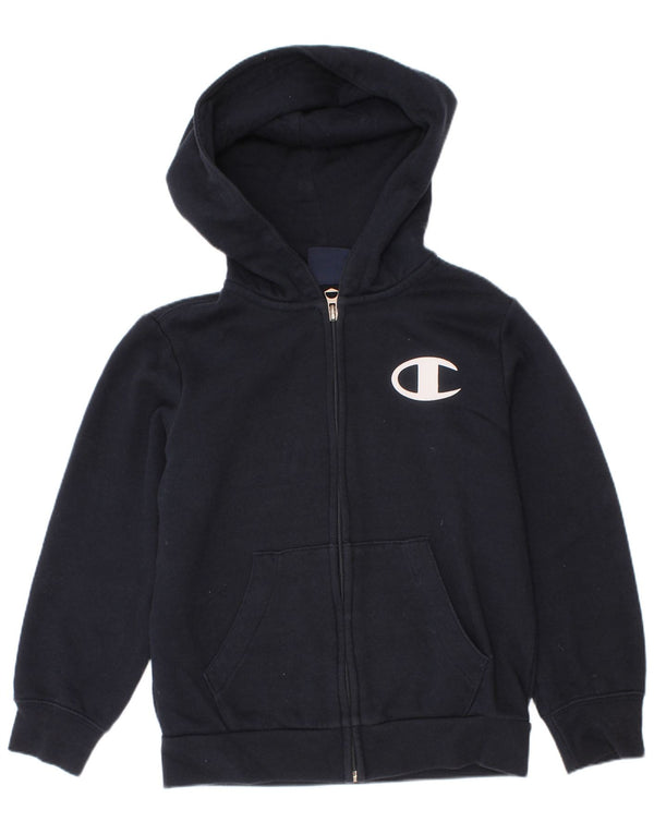 Champion Boys Zip Hoodie Sweater 5-6 Years XS Navy Blue Cotton