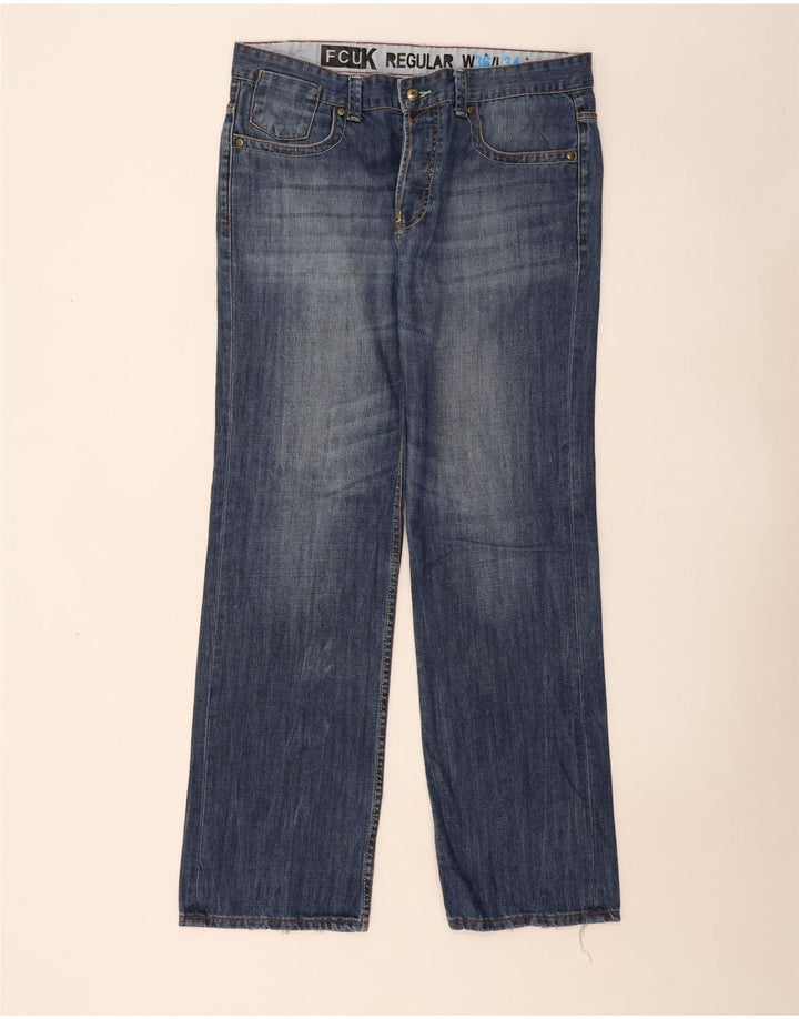 Fcuk Mens Regular Fit Straight Jeans W36 L34 Blue