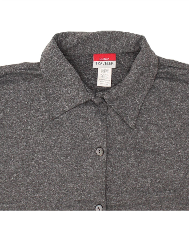 L.L.BEAN Womens Flannel Shirt UK 14 Medium Grey Flecked Polyester | Vintage L.L.Bean | Thrift | Second-Hand L.L.Bean | Used Clothing | Messina Hembry 