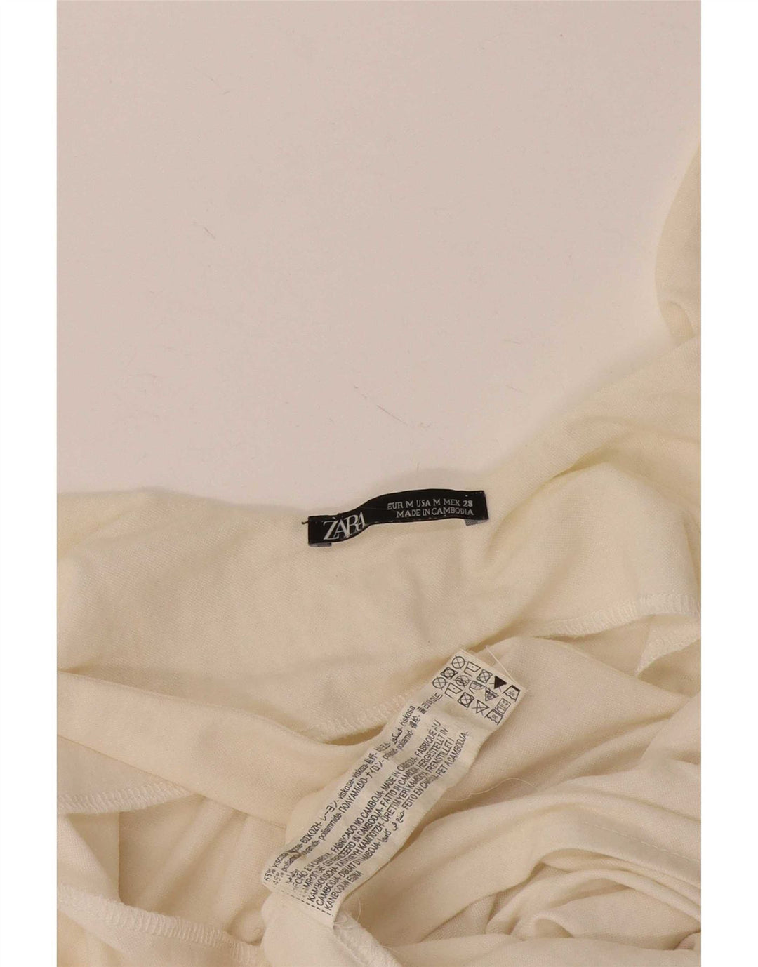 Zara Womens Sleeveless Crop Top UK 12 Medium Off White Viscose