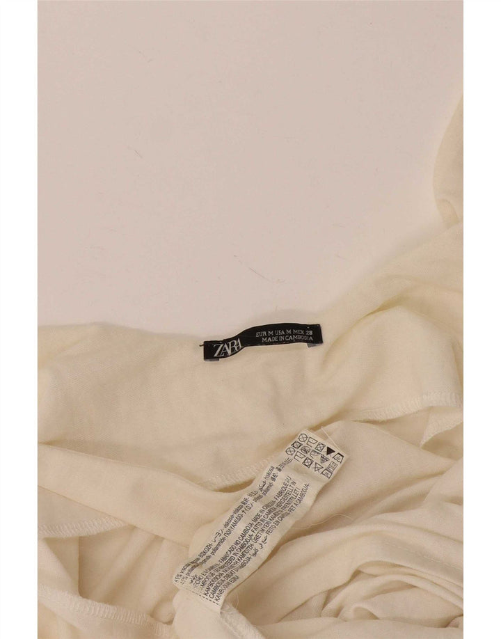 Zara Womens Sleeveless Crop Top UK 12 Medium Off White Viscose