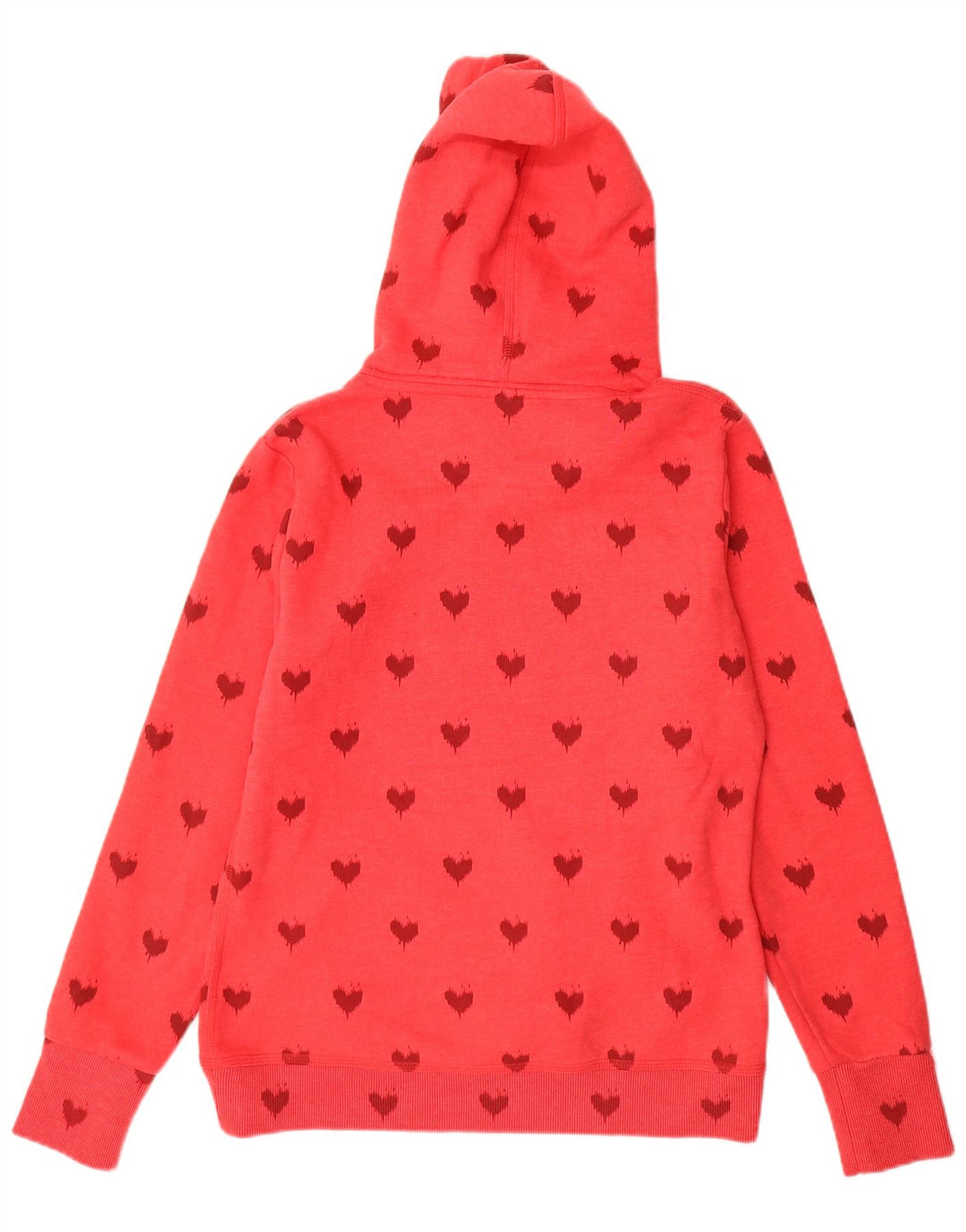 SUPERDRY Womens Graphic Hoodie Jumper UK 16 Large Red Cotton Heart