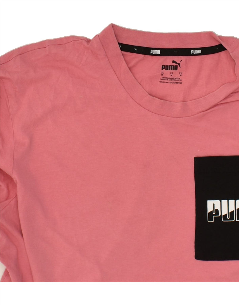 PUMA Mens Graphic T-Shirt Top Medium Pink Cotton | Vintage Puma | Thrift | Second-Hand Puma | Used Clothing | Messina Hembry 