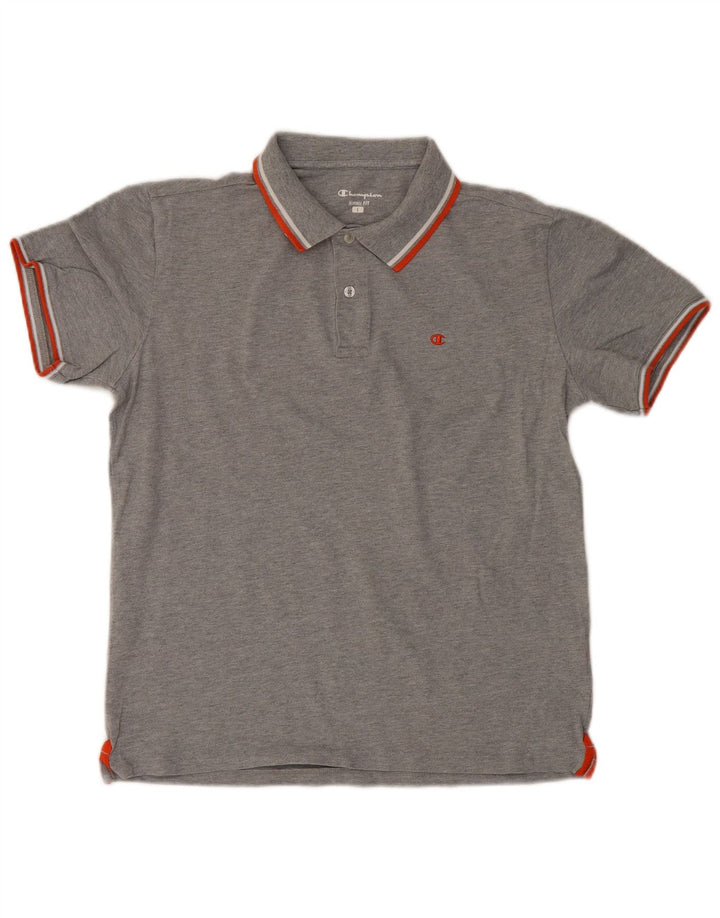 Champion Mens Heritage Fit Polo Shirt Large Grey Cotton