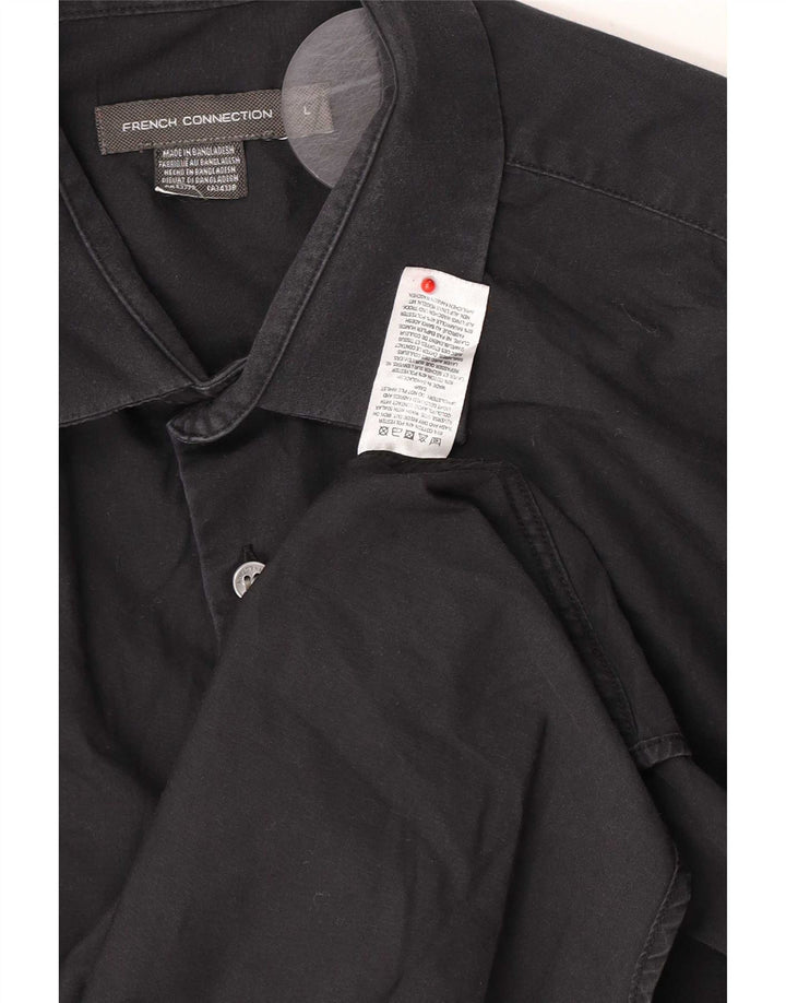 French Connection Mens Shirt Large Black Cotton