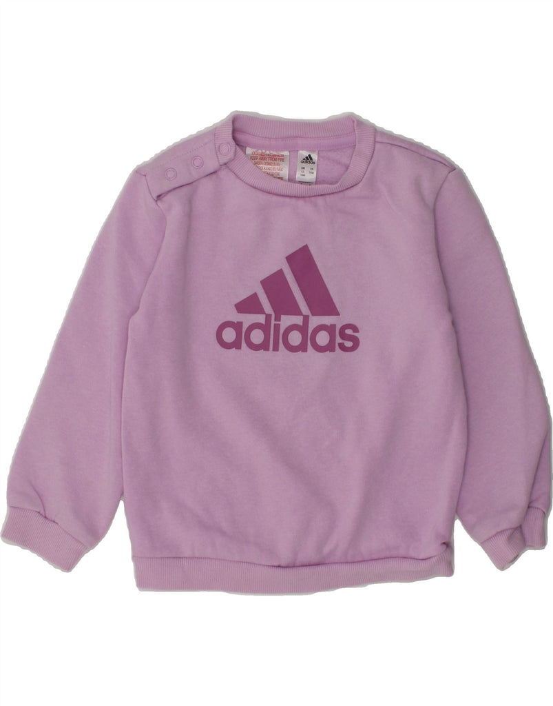 ADIDAS Baby Girls Graphic Sweatshirt Jumper 18-24 Months Pink Cotton | Vintage Adidas | Thrift | Second-Hand Adidas | Used Clothing | Messina Hembry 