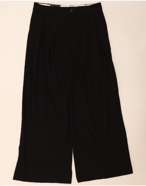 Zara Womens Wide Leg Chino Trousers XL W32 L32 Black Polyester