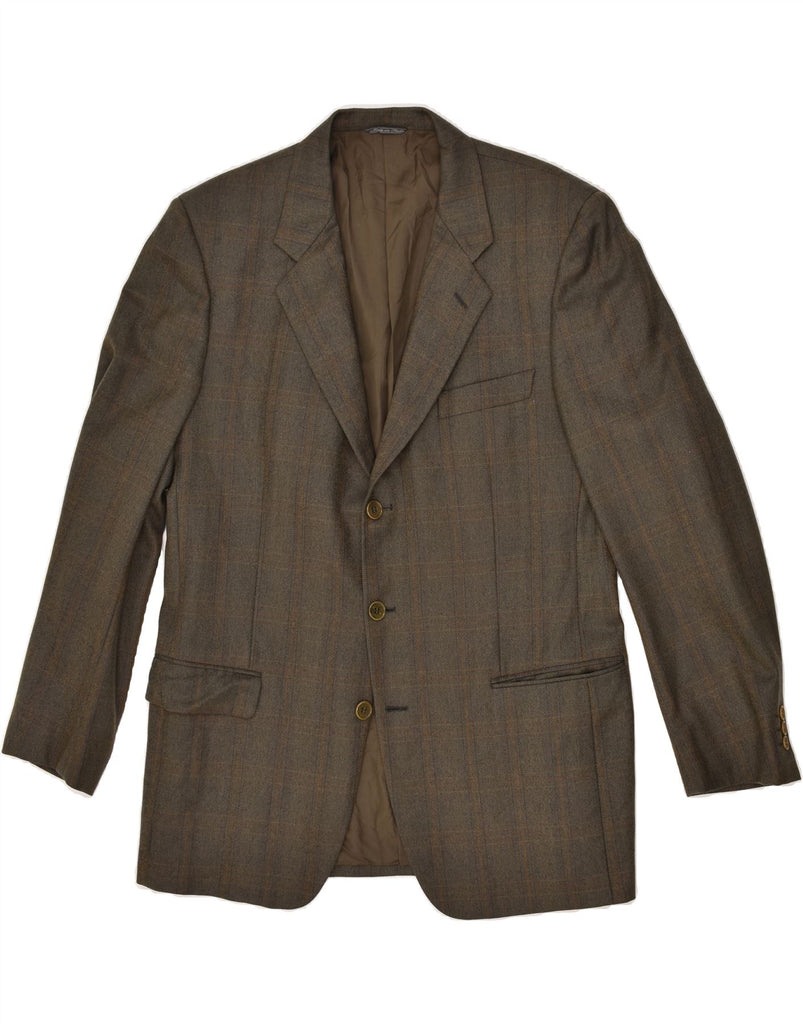 CERRUTI Mens 3 Button Blazer Jacket IT 54 2XL Brown Check Wool | Vintage Cerruti | Thrift | Second-Hand Cerruti | Used Clothing | Messina Hembry 