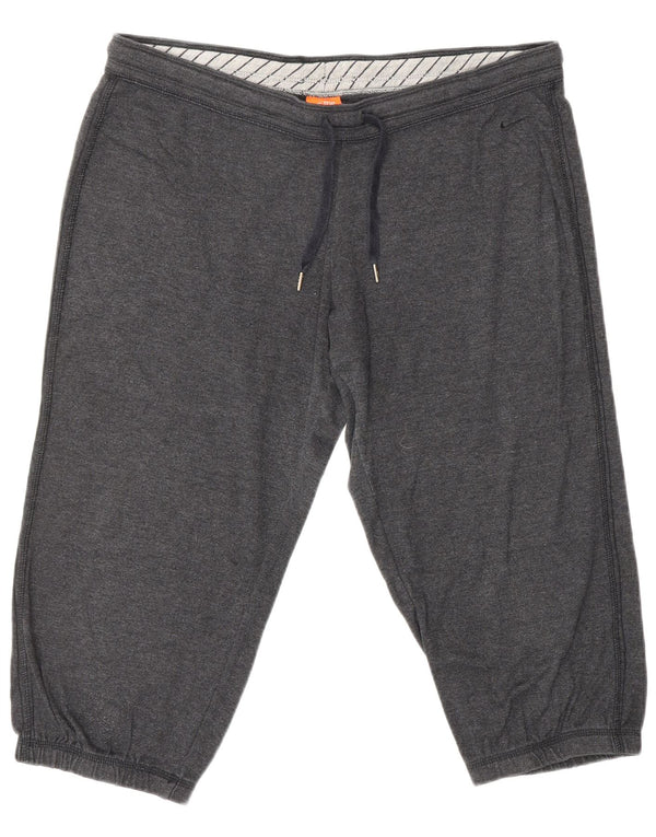 Vintage Womens Capri Tracksuit Trousers UK 16 Large Grey Cotton