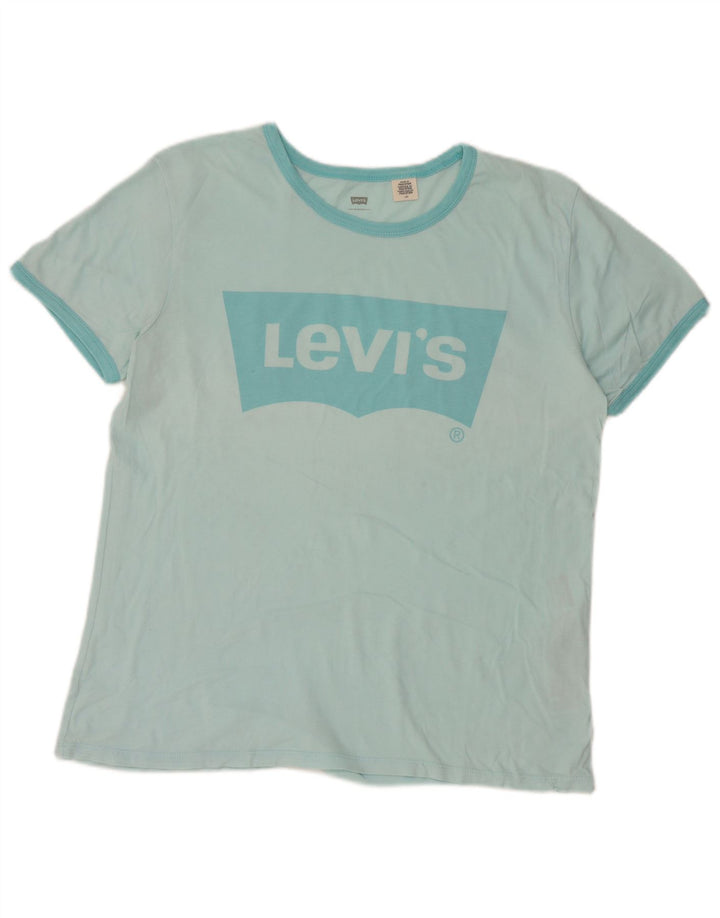 Levi's Womens Graphic T-Shirt Top UK 16 Large Blue Cotton