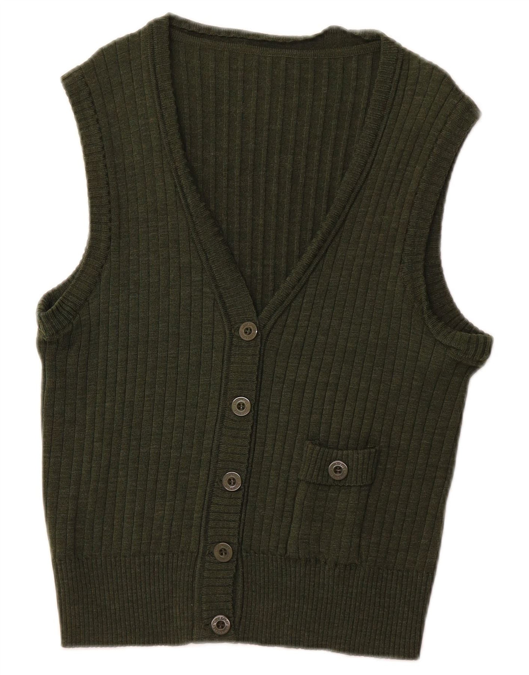 LODENFREY Womens Crop Sleeveless Cardigan Sweater EU 46 XL Green