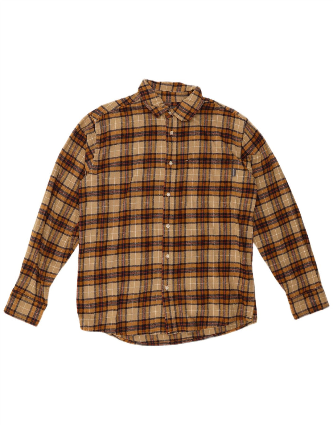 EDDIE BAUER Mens Flannel Shirt Medium Khaki Check Cotton