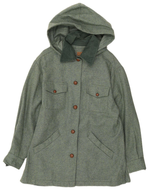 New Penny Womens Hooded Utility Jacket IT 42 Medium Green Wool