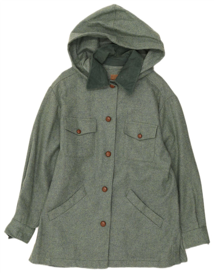 New Penny Womens Hooded Utility Jacket IT 42 Medium Green Wool