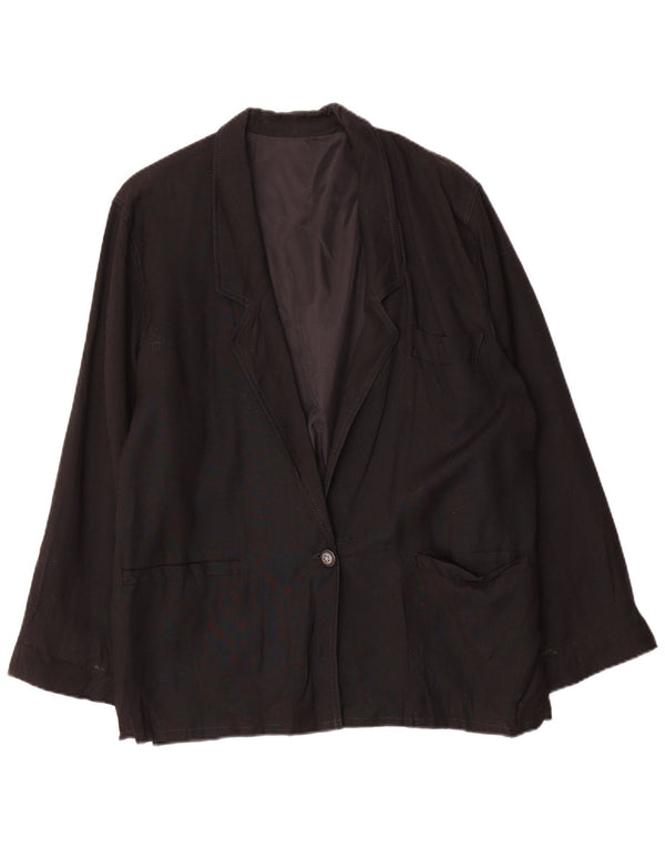 Vintage Womens Oversized 1 Button Blazer Jacket UK 10 Small Black