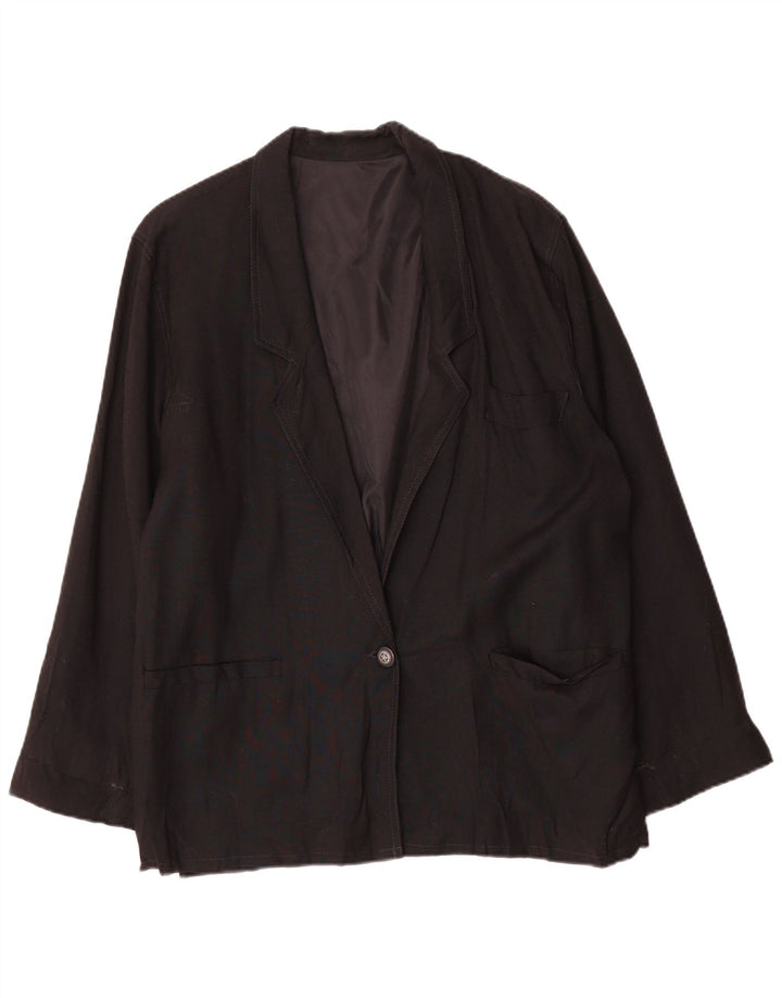 Vintage Womens Oversized 1 Button Blazer Jacket UK 10 Small Black