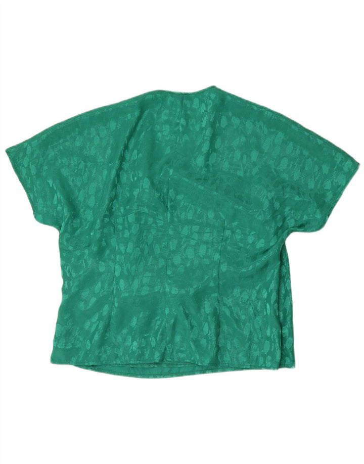 Vintage Womens Blouse Top UK 22 2XL Green Spotted Polyester