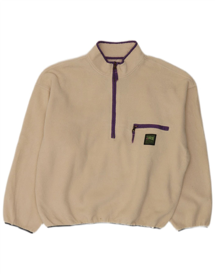 Think Pink Womens Oversized Zip Neck Fleece Jumper UK 14 Medium Off White