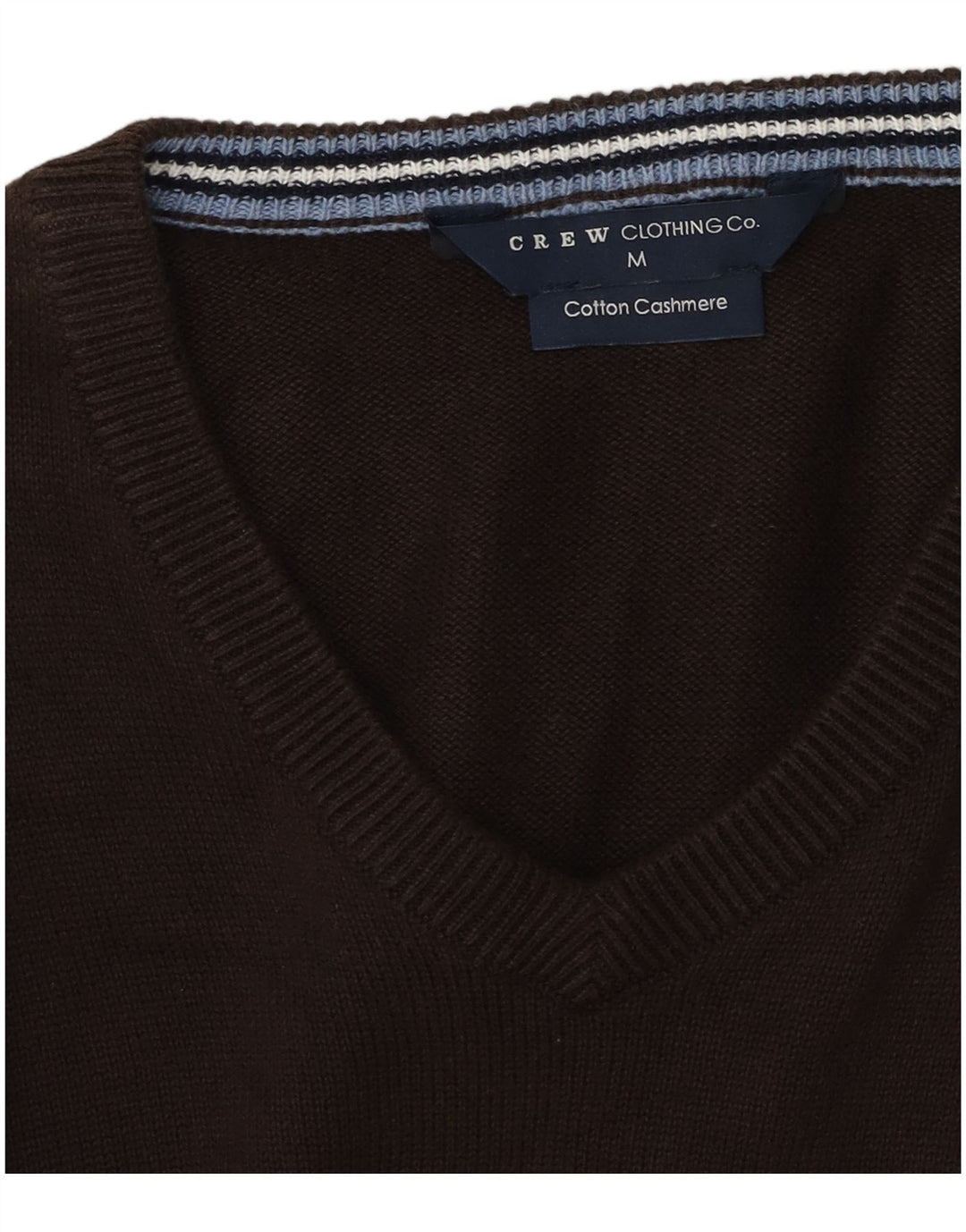Crew Clothing Mens V-Neck Jumper Sweater Medium Brown Cotton