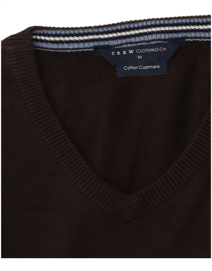 Crew Clothing Mens V-Neck Jumper Sweater Medium Brown Cotton