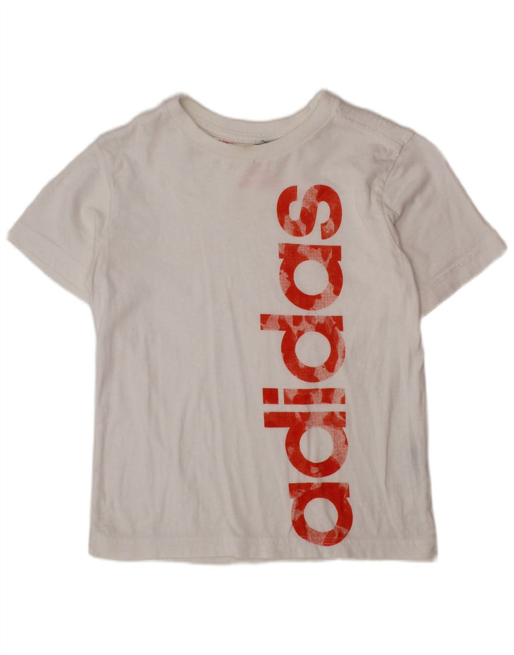 ADIDAS Boys Graphic T-Shirt Top 5-6 Years White