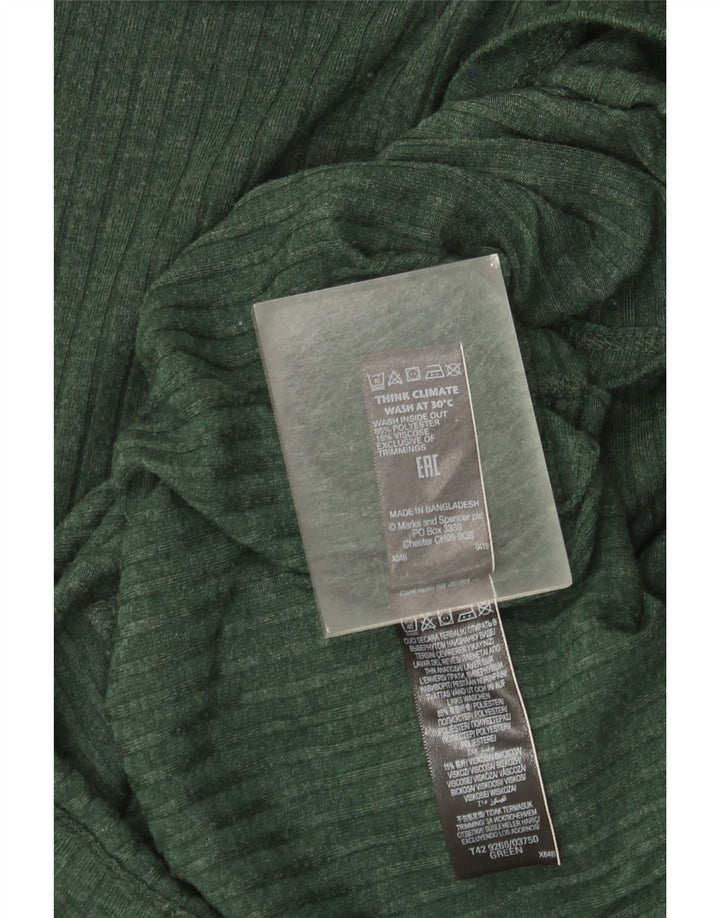 Marks & Spencer Womens Long Sleeve Jumper Dress UK 8 Small Green Polyester