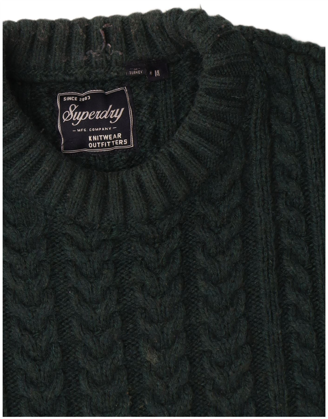Superdry Mens Crew Neck Jumper Sweater Medium Green Acrylic