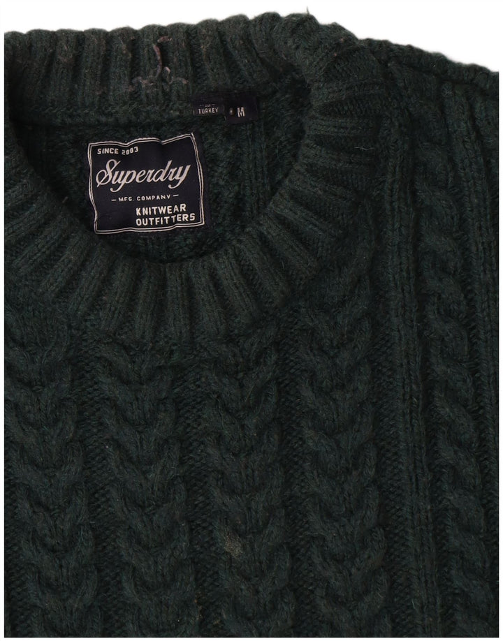 Superdry Mens Crew Neck Jumper Sweater Medium Green Acrylic