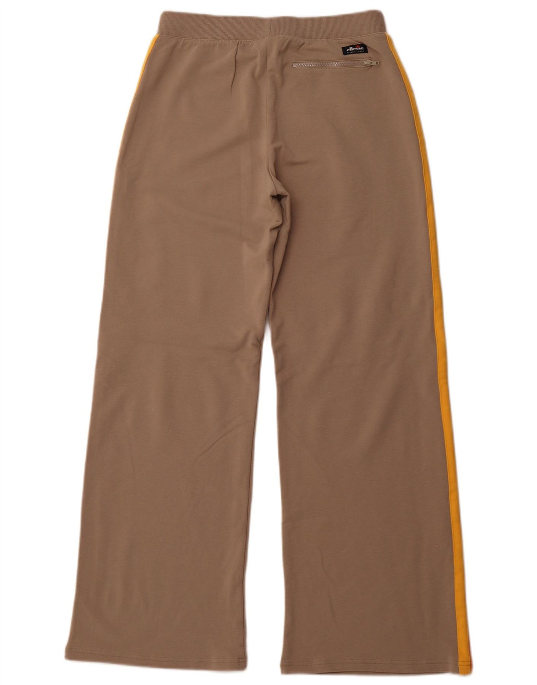 ELLESSE Womens Wide Leg Tracksuit Trousers UK 12 Medium Beige Colourblock
