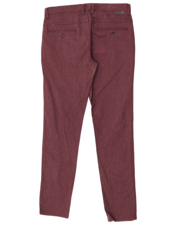 Zara Mens Slim Chino Trousers EU 40 Medium W31 L30 Burgundy Cotton