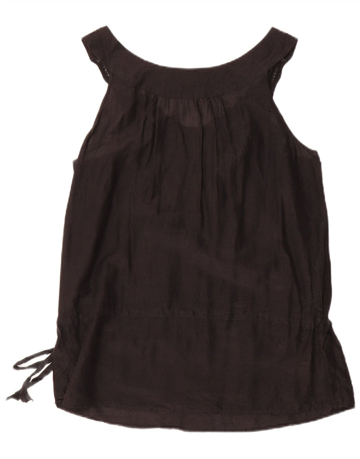 MASSIMO DUTTI Womens Sleeveless Blouse Top UK 18 XL Black Cotton