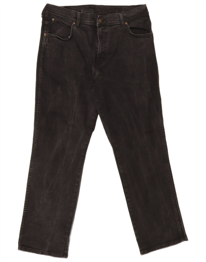 Wrangler Mens Regular Fit Straight Jeans W36 L30 Black Cotton