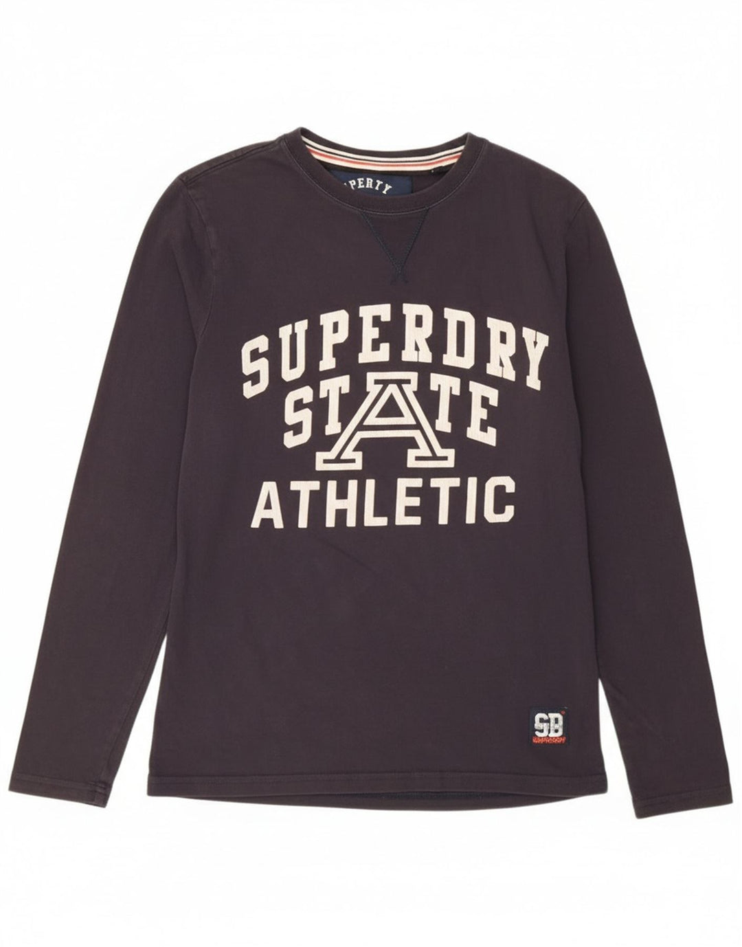 Superdry Mens Graphic Top Long Sleeve Small Navy Blue Cotton