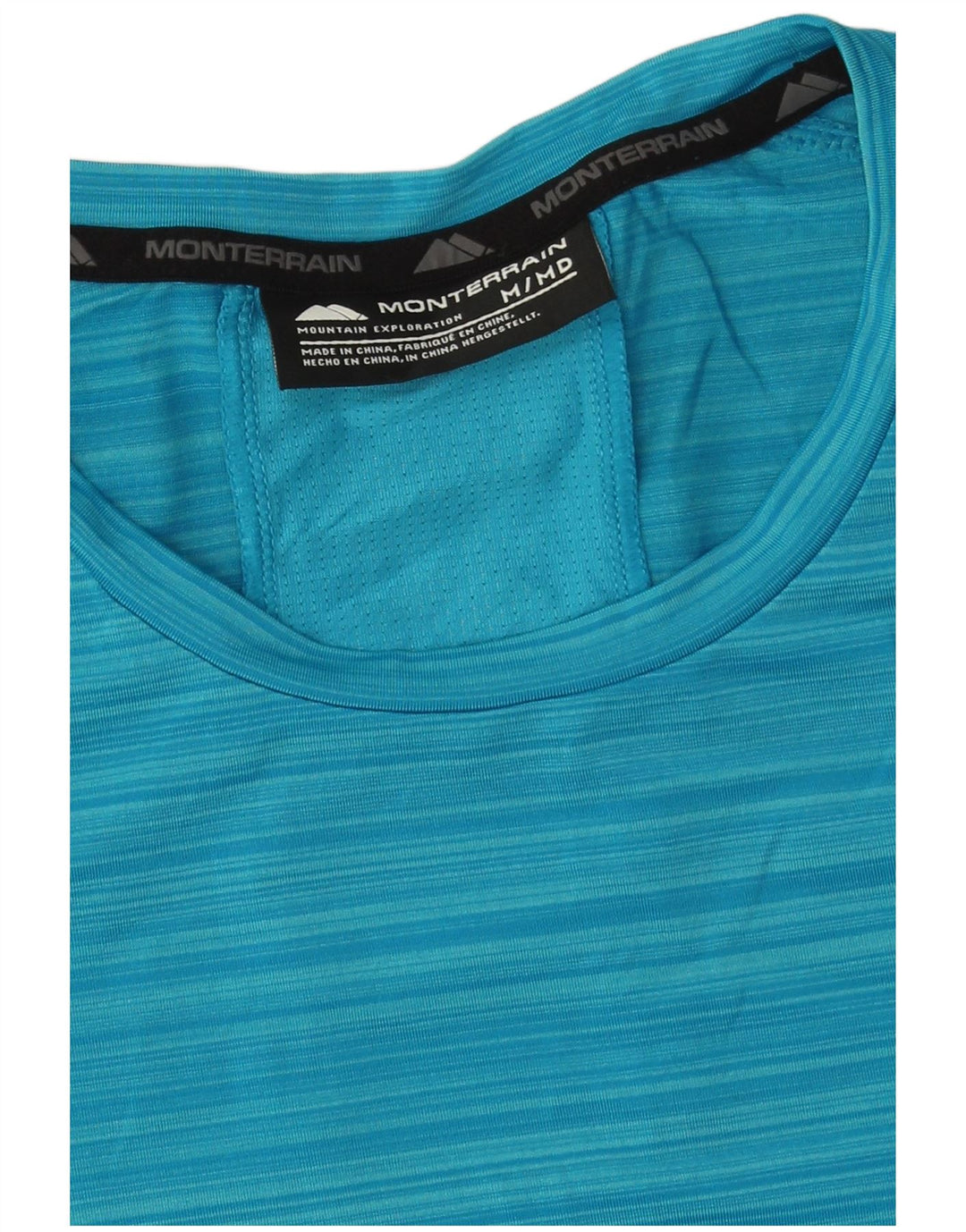 Monterrain Mens Graphic Graphic T-Shirt Top Medium Blue Striped Polyester