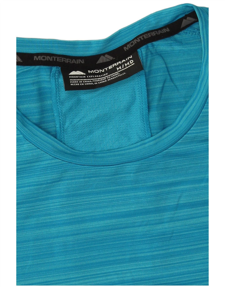 Monterrain Mens Graphic Graphic T-Shirt Top Medium Blue Striped Polyester