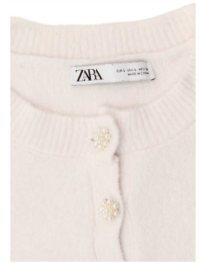 Zara Womens Cardigan Sweater UK 14 Large White