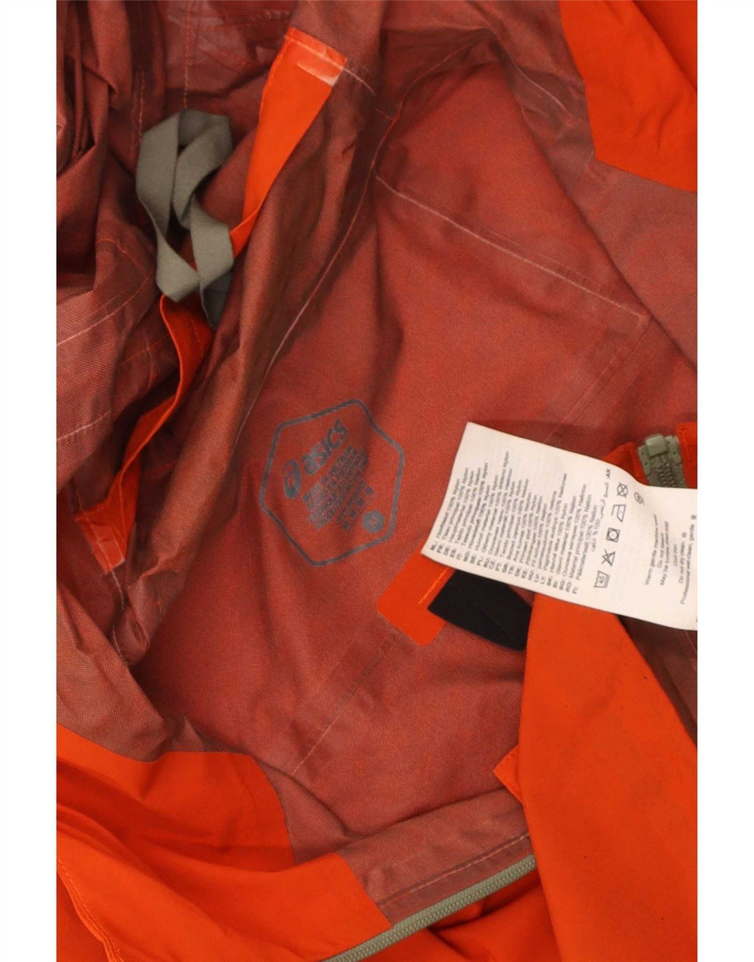 Asics Mens Hooded Rain Jacket UK 38 Medium Orange Nylon