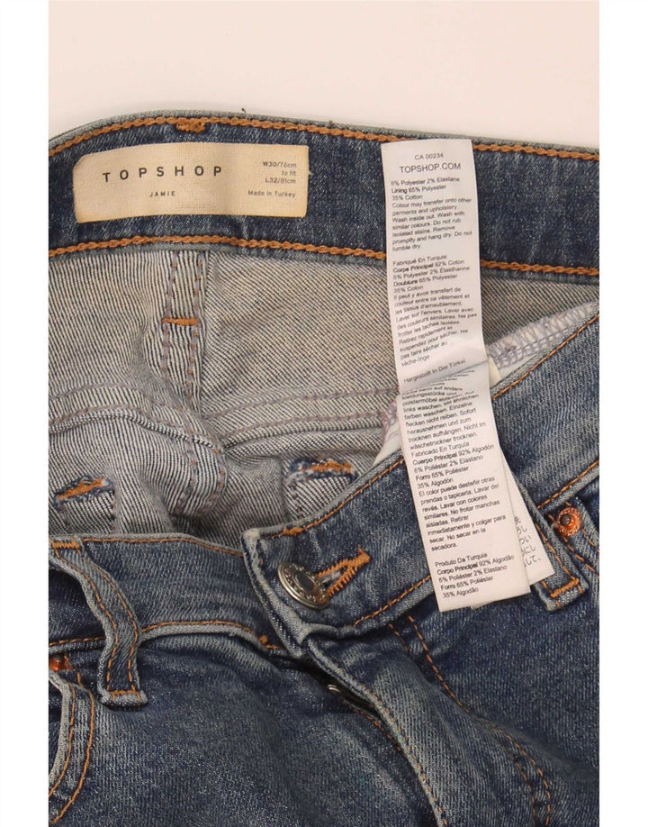 Topshop Womens Jamie Skinny Jeans W30 L32 Blue Polyester