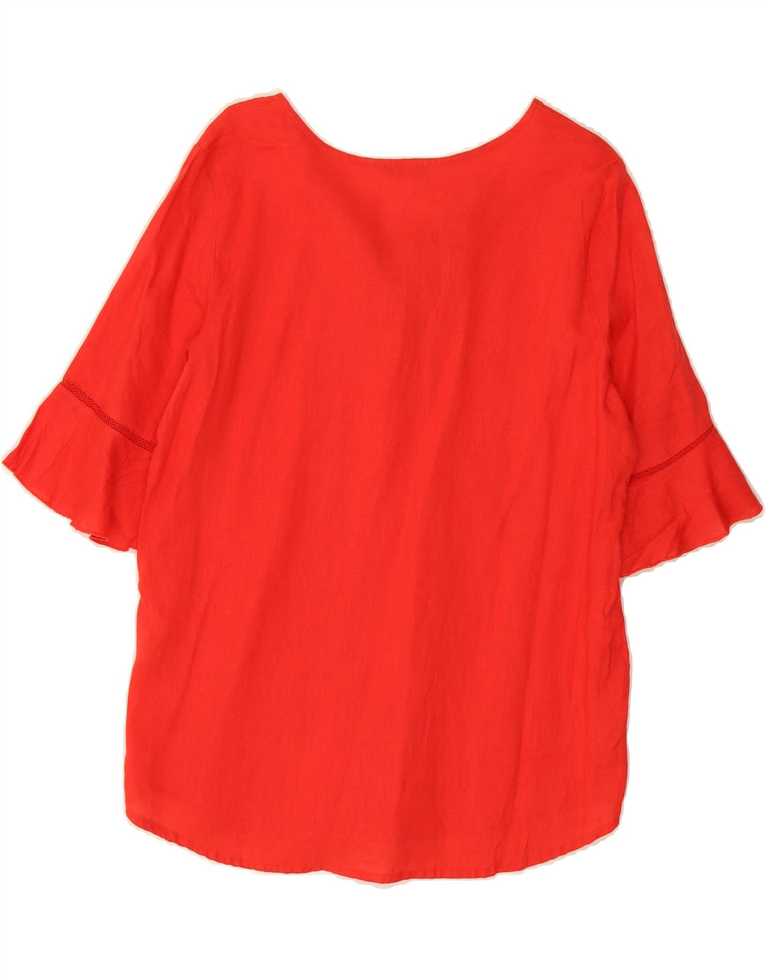 BENETTON Womens 3/4 Sleeve Blouse Top UK 10 Small Red Linen Vintage Benetton and Second-Hand Benetton from Messina Hembry 